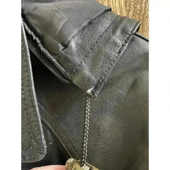 Vintage Real Leather Hooded Jacket Zip And Button Heavy Size M Pockets *Read* - Picture 16 of 16